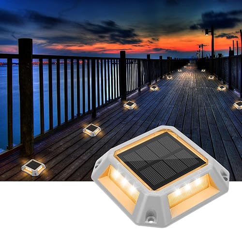 VOLISUN Solar Driveway Lights Dock Deck Light 8-Pack,2 Colors in 1,Solar Powered 1200mAh Battery,Waterproof Outdoor Warning Step Light for Driveway (2