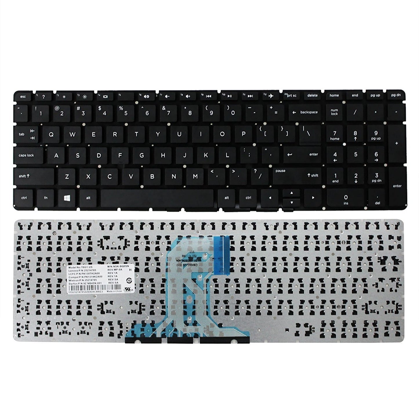 New US Black English Laptop Keyboard (Without Frame) Replacement for HP Pavilion 15-BA020NR 15-BA021CA 15-BA022CA 15-BA022NR 15-BA013CL 15-BA018WM