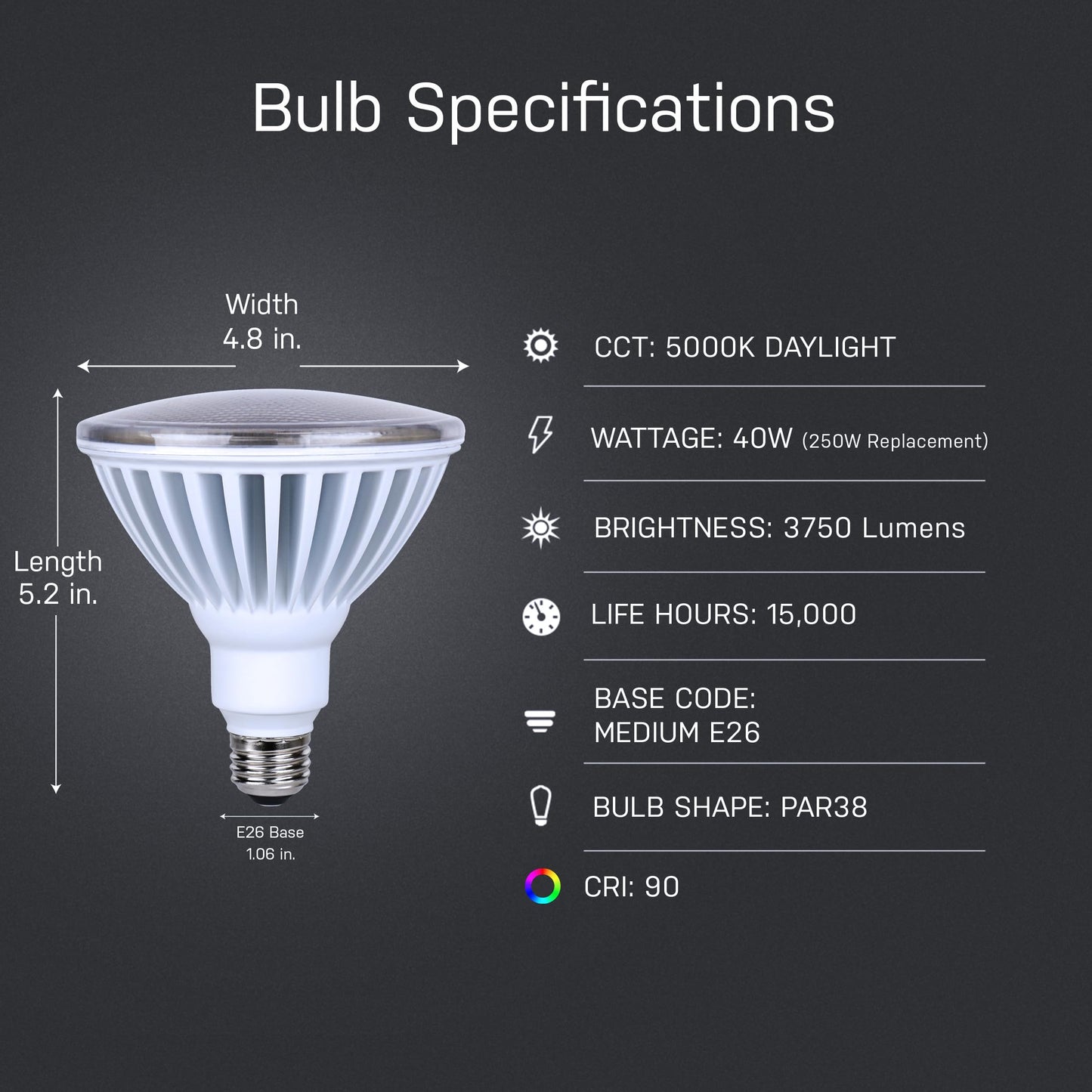 Feit Electric PAR38 Dusk-to-Dawn LED Flood Light Bulb, 250W Eq, Daylight