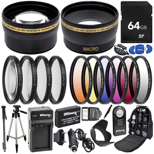 Ultimaxx 58MM Accessory Kit for Canon EOS T8I T7i, T6i, T6s, SL2, SL3, M6, M5, M3, 77D, 750D, 760D, 800D, 200D, 8000D, KISS X8i, & More; Includes