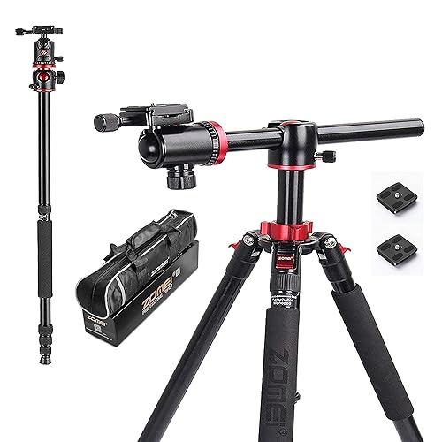 ZOMEi 75'' Tripod,Camera Tripod for DSLR,Ball Head Tripod Professional Tripods 4 Section Horizontal Tripod with 360 Degree Ball Head Plate for Canon