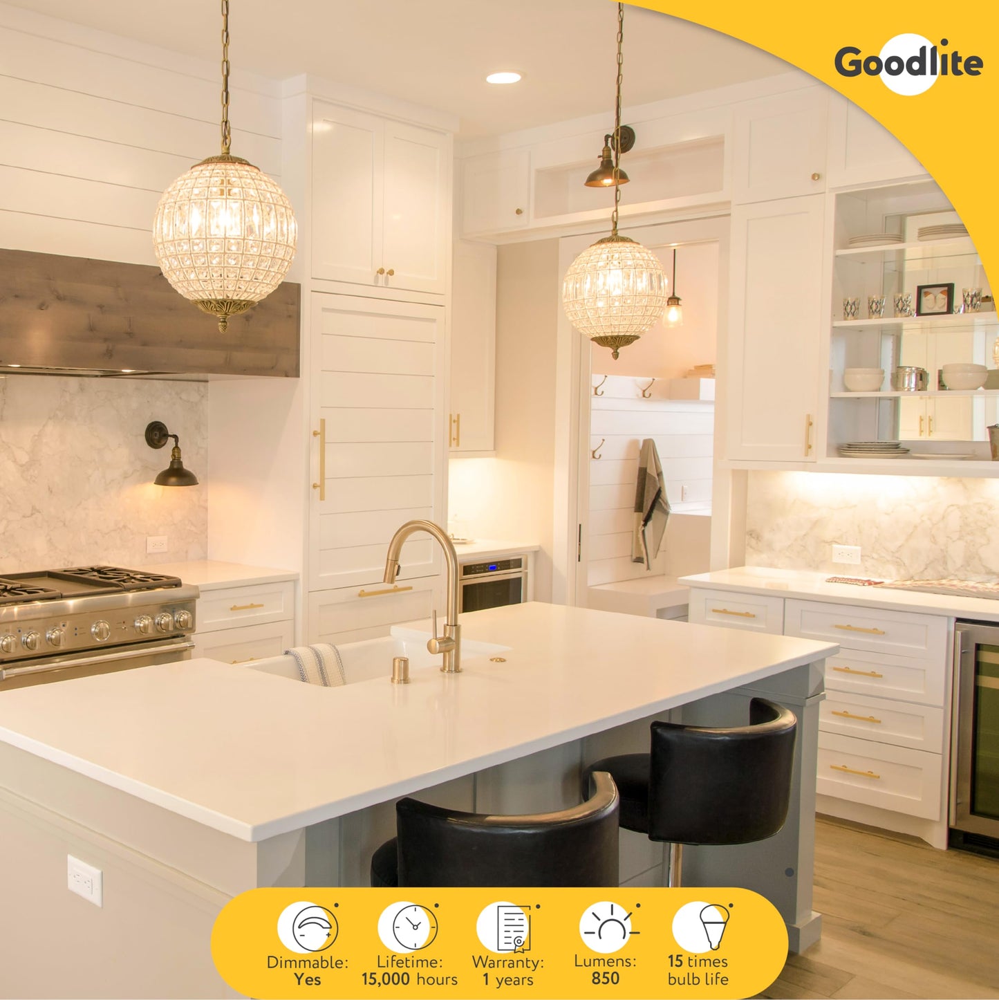 Goodlite G-83474 ST21 Clear Led Light Bulb, 7W= 80W Equivalent 850 Lumens Warm White 2700K E26 Base Dimmable