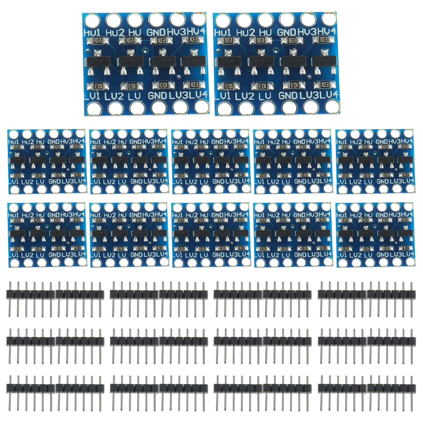 HUAREW IIC I2C Logic Level Converter Bi-Directional Module with 4 Way Channels 5V to 3V Shifter Compatible with Arduino(12 pcs)