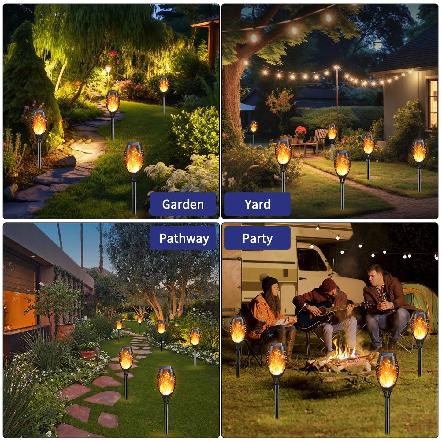 KYEKIO Solar Torch Light with Flickering Flame, 12Pack Solar Lights Outdoor, Solar Garden Lights Outdoor Waterproof, Luces Solares para Exteriores