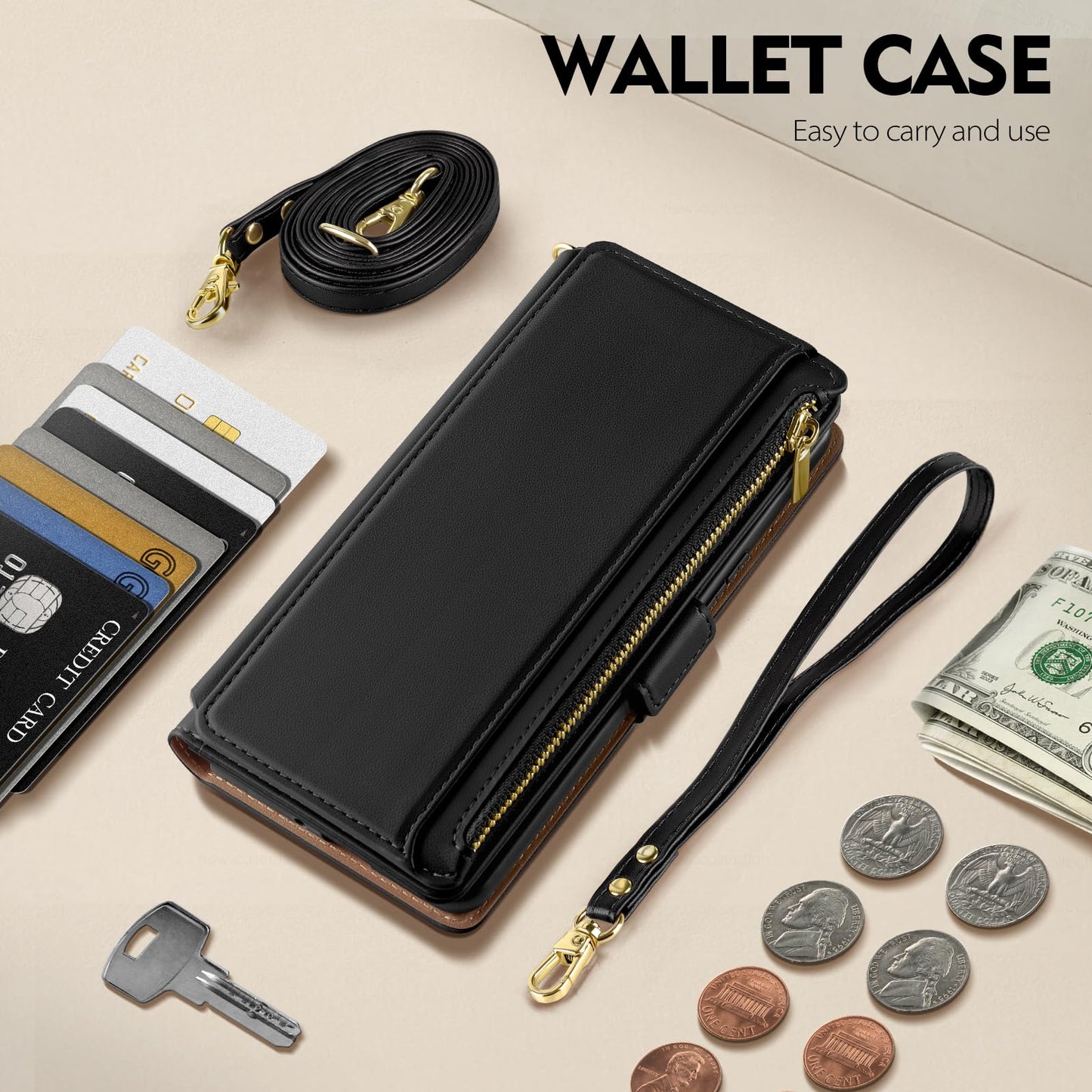 Antsturdy Compatible with Magsafe Magnetic 2 in 1 Detachable iPhone 17e / 16e Wallet Case with Credit Card Holder Slots,PU Leather Flip RFID Blocking