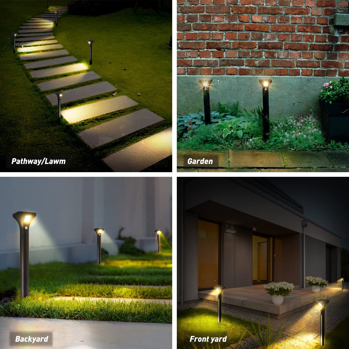 AURAXY LED Solar Powered Motion Sensor Pathway Lights, Battery Powered Outdoor Waterproof Motion Detector Walkway Light, Use for Your House's Yard