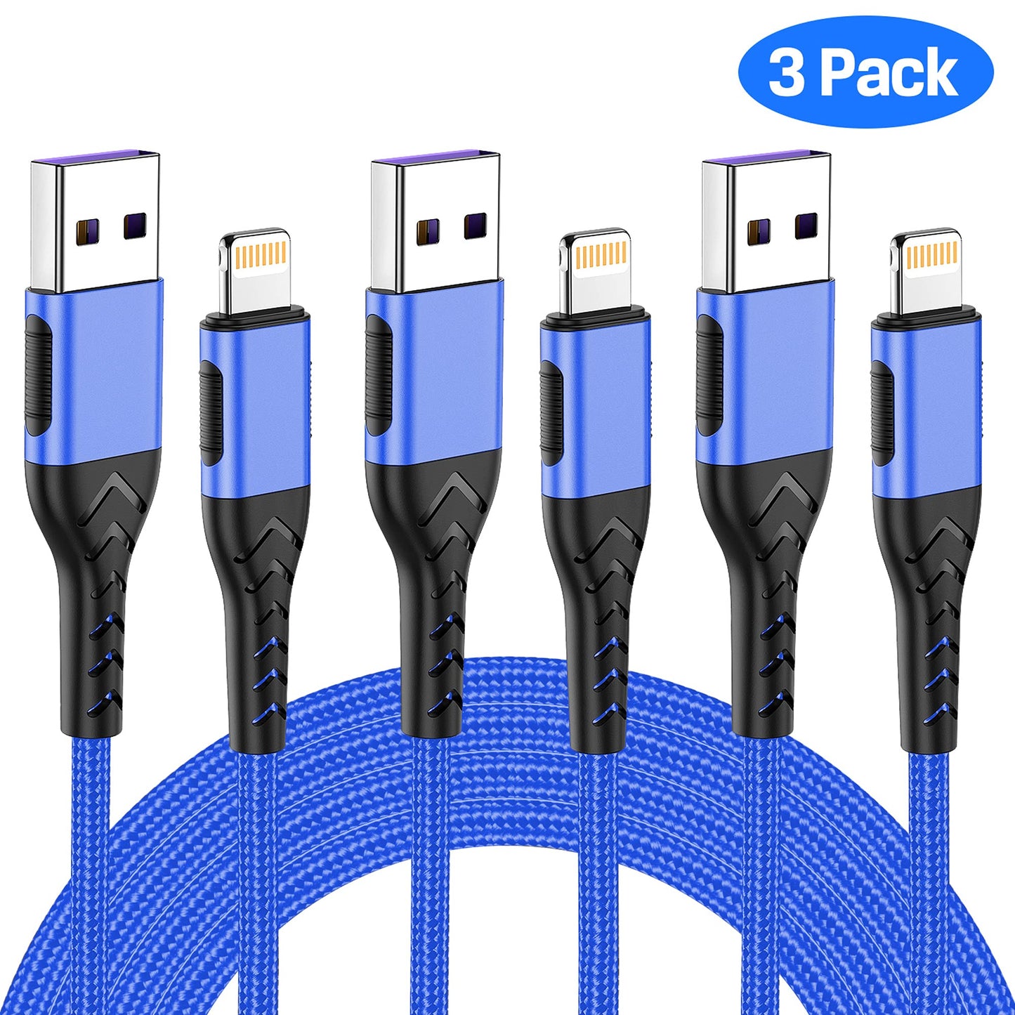 iPhone Charger, [Apple MFi Certified] 3Pack 10FT Lightning Cable for Long Charger Cable, Fast Charging Cord Compatible with with iPhone Xs…