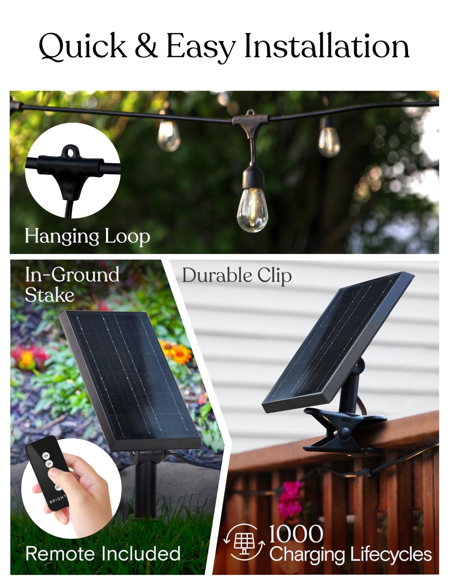 Brightech Ambience Pro - Solar Power Remote Control Outdoor String Lights with Edison Bulbs - Shatterproof, Commercial Grade LED Waterproof Patio