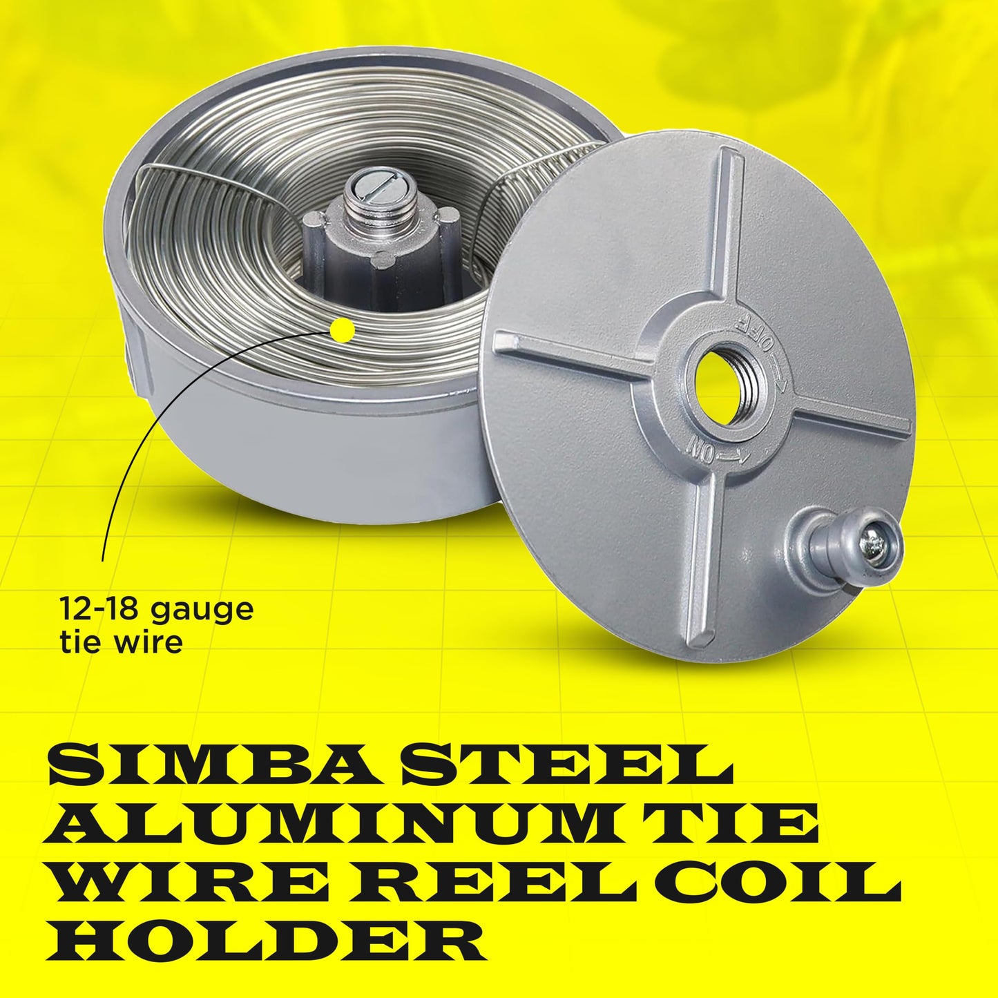 Aluminum Tie Wire Reel Coil Holder - Lightweight & Durable Wire Holder with Ergonomic Rewind Knob, Smooth Operating Wire Reel Dispenser, Sturdy