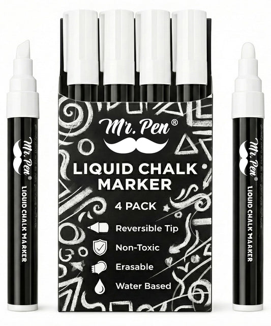 Mr. Pen- Liquid Chalk Marker Pen, 4 Pack, 8x Labels