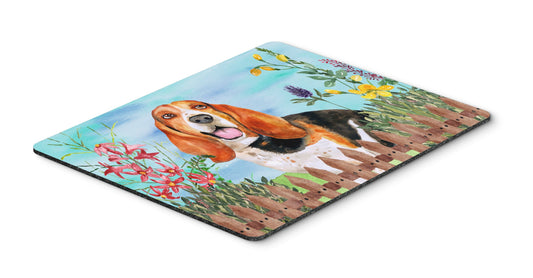Caroline's Treasures CK1266MP Basset Hound Spring Mouse Pad, Hot Pad or Trivet for Home Office Gaming Working Computers Laptop Mouse Mat,Washable