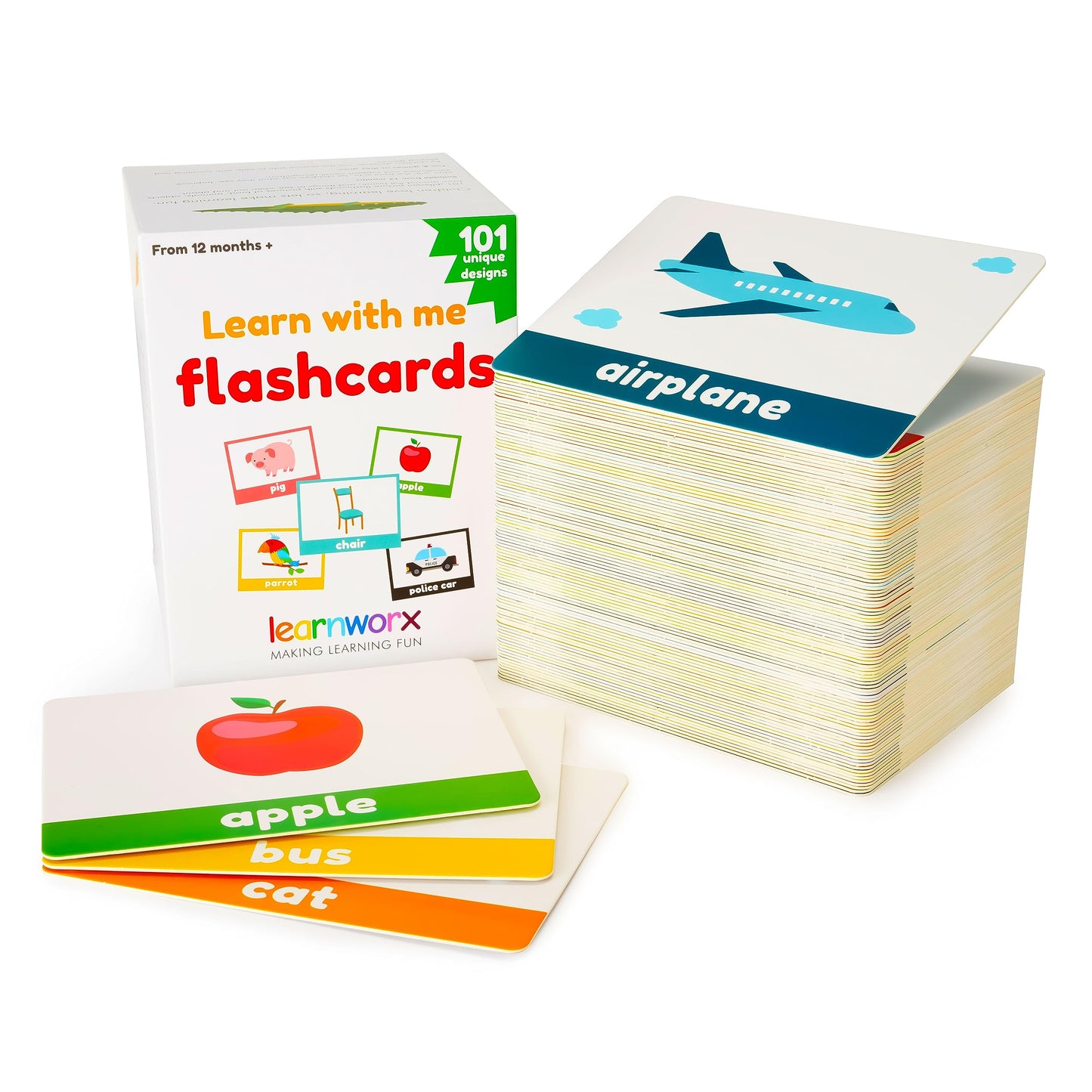 LearnWorx 101 Baby Flash Cards for Toddlers Ages 1–3 – Award-Winning First Words & Numbers Learning Cards, Speech & Play Toy for Preschool Kids