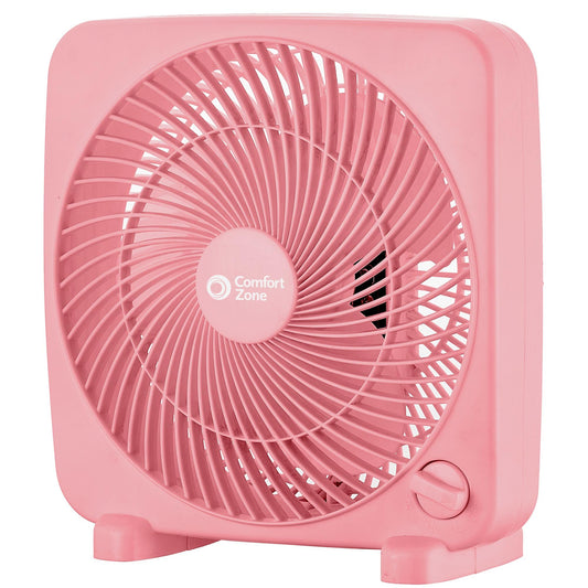 Comfort Zone 9-inch Portable Box Fan, Pink