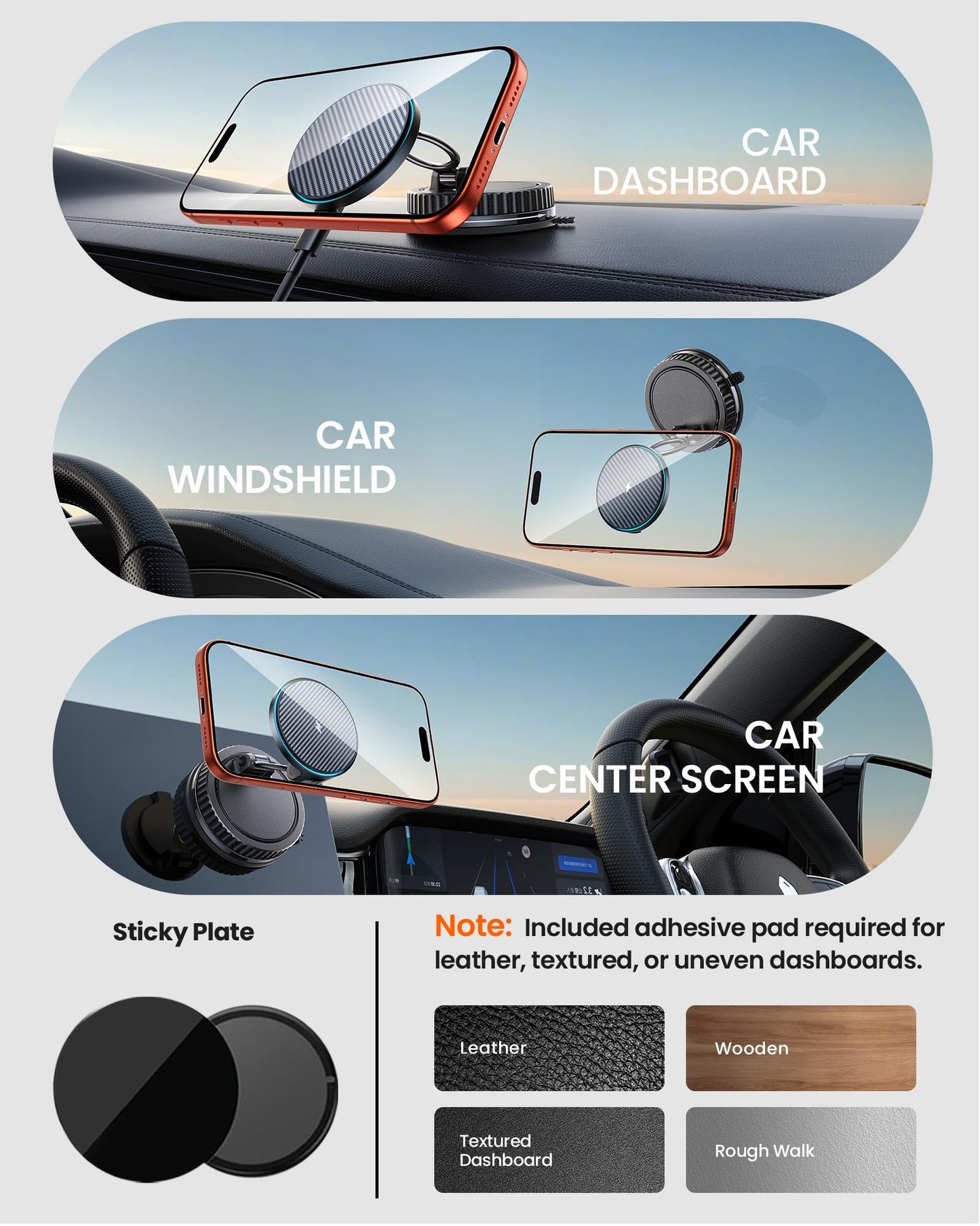 MagSafe Car Mount Charger 15W, Magnetic Wireless Car Charger [89+LBS Strong Suction, 2800gf Strong Magnetic] Car Phone Holder, Phone Holders for Your