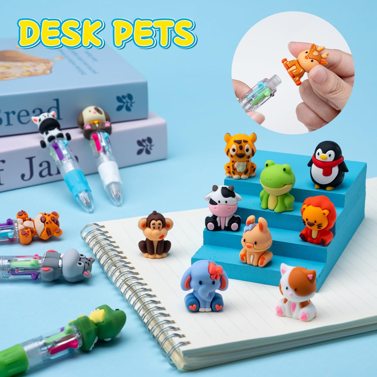 DMIGHT 24PCS Animal 4-in-1 Multicolor Pens, Cute Pens for Kids Party Gifts