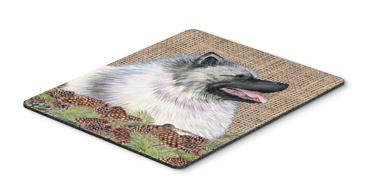 Caroline's Treasures SS4080MP Keeshond on Faux Burlap with Pine Cones Mouse Pad, Hot Pad or Trivet for Home Office Gaming Working Computers Laptop