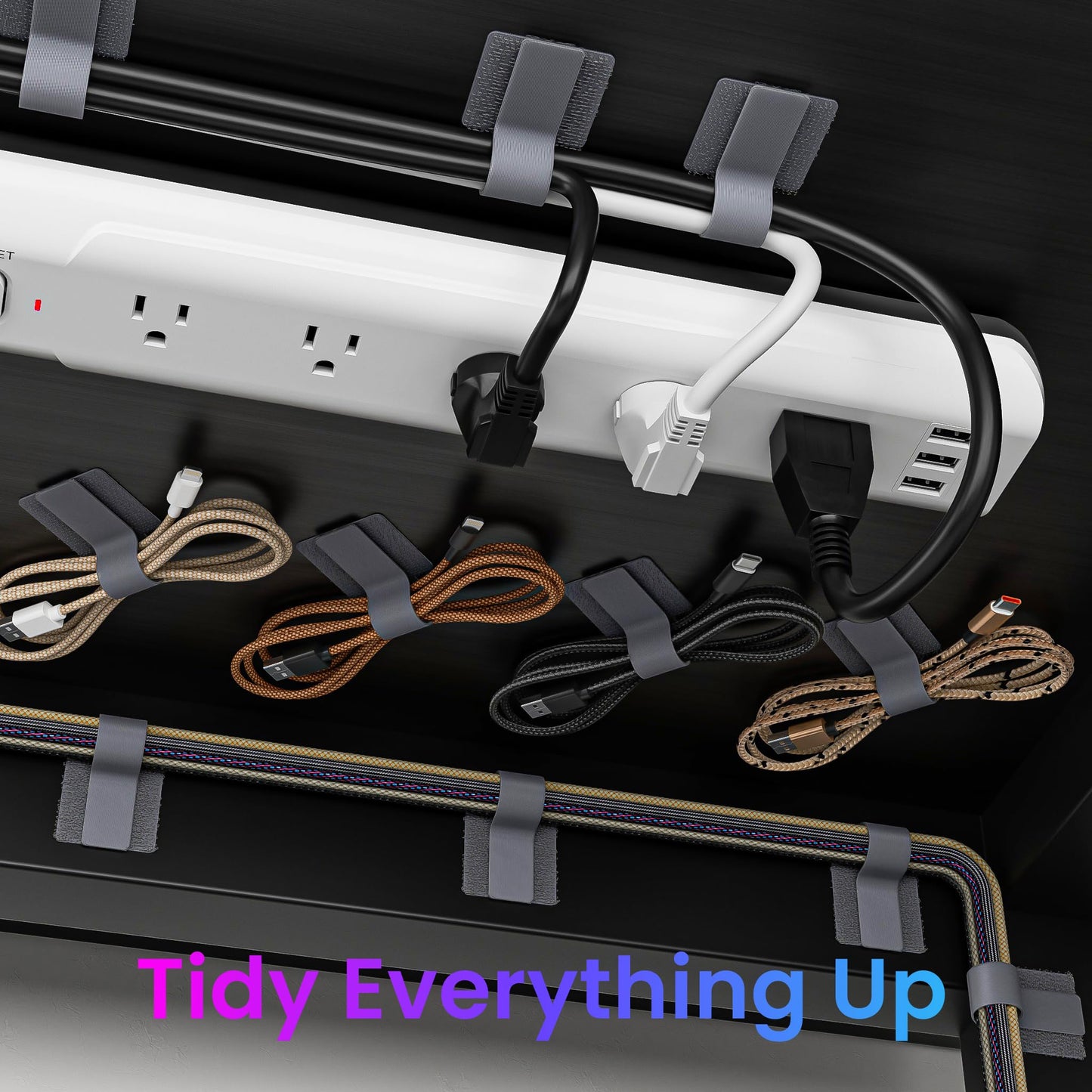 LX IntMfr. Hook and Loop Cable Ties, Self Adhesive Hook and Loop Cable Straps, Sticky-back Cord Organizer, Cable Clip, Household & Office Essentials