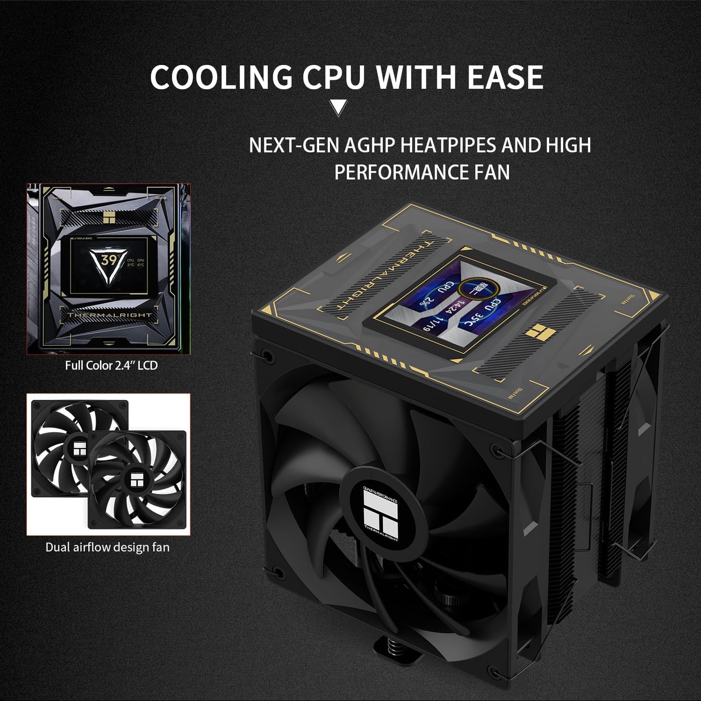 Thermalright Burst Assassin 120 Vision Black CPU Air Cooler, Desktop CPU Cooler with 1500RPM Speed,320x240 Resolving Power IPS LCD Screen