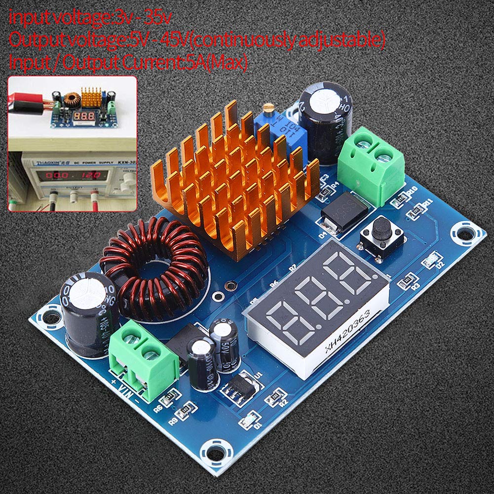 Haosie DC Boost Converter, XH-M411 DC 3-35V to 5-45V Output Voltage, Adjustable Step Up Voltage Regulator Module for Solar Panels