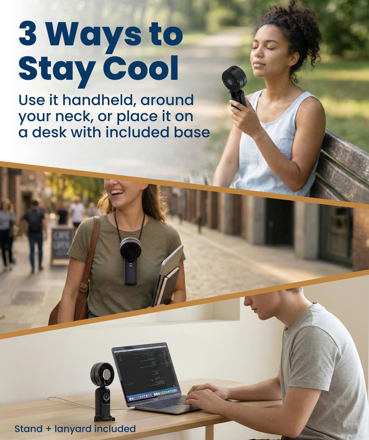 Everlasting Comfort Portable Handheld Fan, Rechargeable with LED Display & Cooling Mode, Small Personal Mini Portable Fan, 5 Speeds for Outdoor