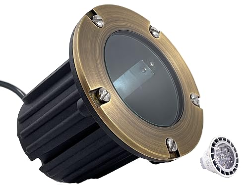 LED Spot Lights Outdoor Landscape Lighting Well Lights 173 - Solid Brass In Ground Light with 7W LED Bulb Security Landscape for Bright Long Lasting