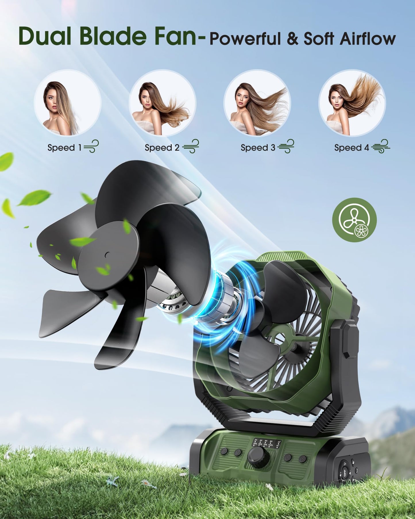 Portable Rechargeable Camping Fan 20000mAh Cordless Battery Powered Fans