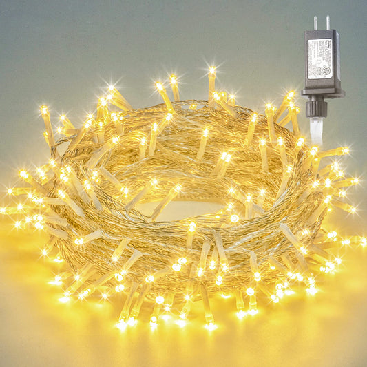 oopswow Warm White Christmas Lights,33ft 100LED String Lights,Twinkle Lights Plug in with 8 Modes, Indoor Outdoor for Holiday, Wedding
