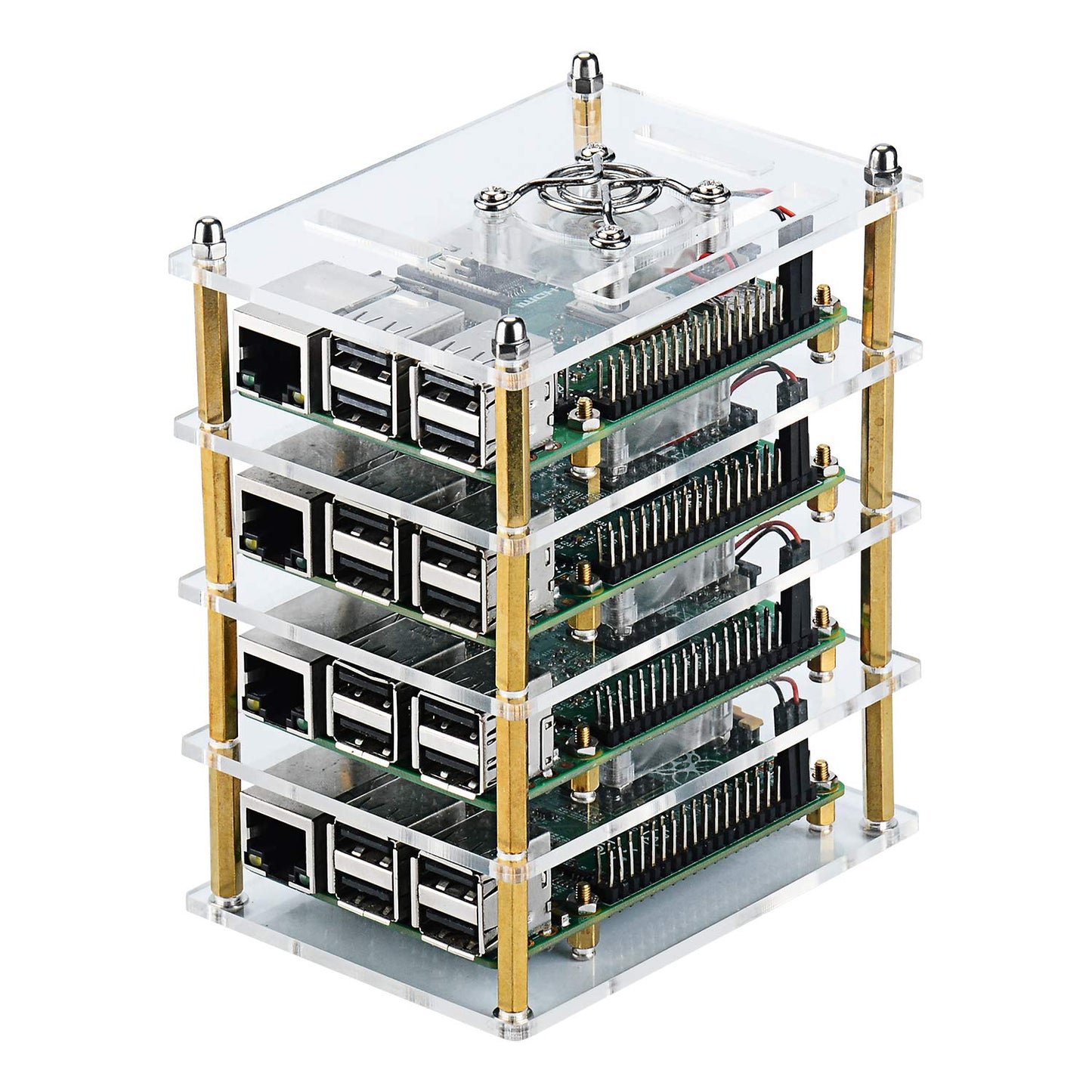 GeeekPi Cluster Case with Cooling Fan and Heatsinks for Raspberry Pi 4B/3B+/3B/2B