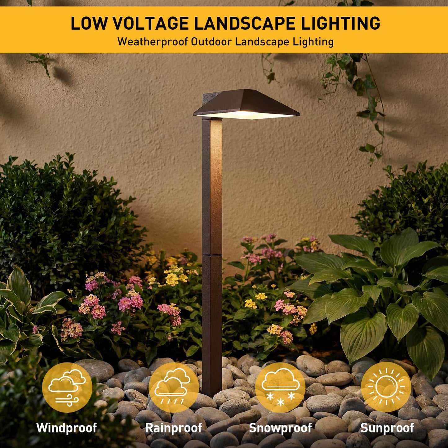 GOLDEN STAR Low Voltage Pathway Lights 1.2W Replaceable G4 LED 8PK Outdoor Landscape Lighting 40 Lumen Warm White Waterproof Garden Lights for Walkway