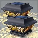 DenicMic Solar Post Cap Lights Outdoor Waterproof Metal 25 Lumen LED 2 Pack