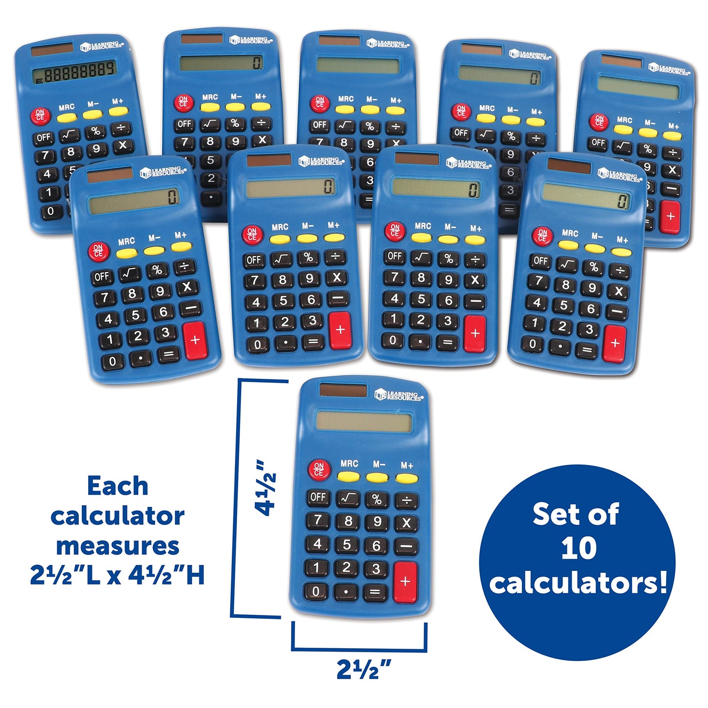 Learning Resources Primary Calculator - Basic Solar and Battery Powered Calculators for Students, Teach Basic Math Operations, School Supplies