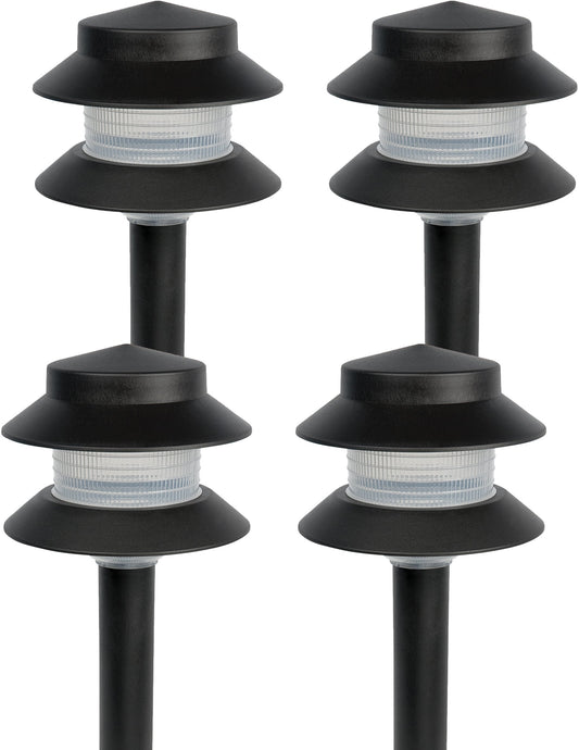 GreenLighting Paradise Low Voltage Landscape Pathway Lights - 2 Tier Outdoor Garden Lights - Easy, Simple Installation - Walkway, Lawn, Landscape