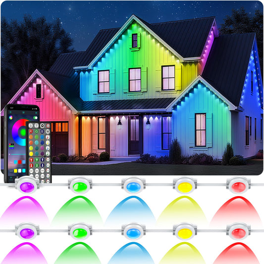 CETELUMA 300FT Permanent Outdoor RGB Lights, IP67 Waterproof Smart Eave Lighting, with App/Remote Control Eaves Light, DIY LED Scenes Modes for House