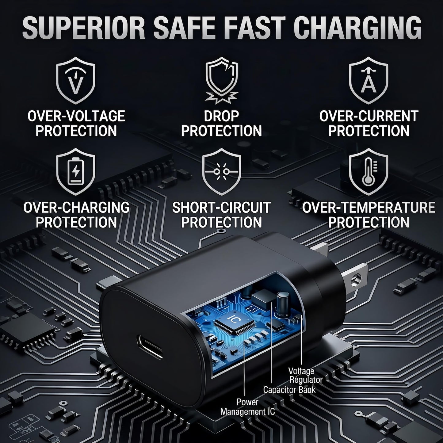 TT&C 30W USB-C Power Brick, PD Super Fast Type-C Wall Adapter Compatible with iPhone 17, 17 Pro Max, iPhone Air, 17e, 16, 16e, 15, iPad mini