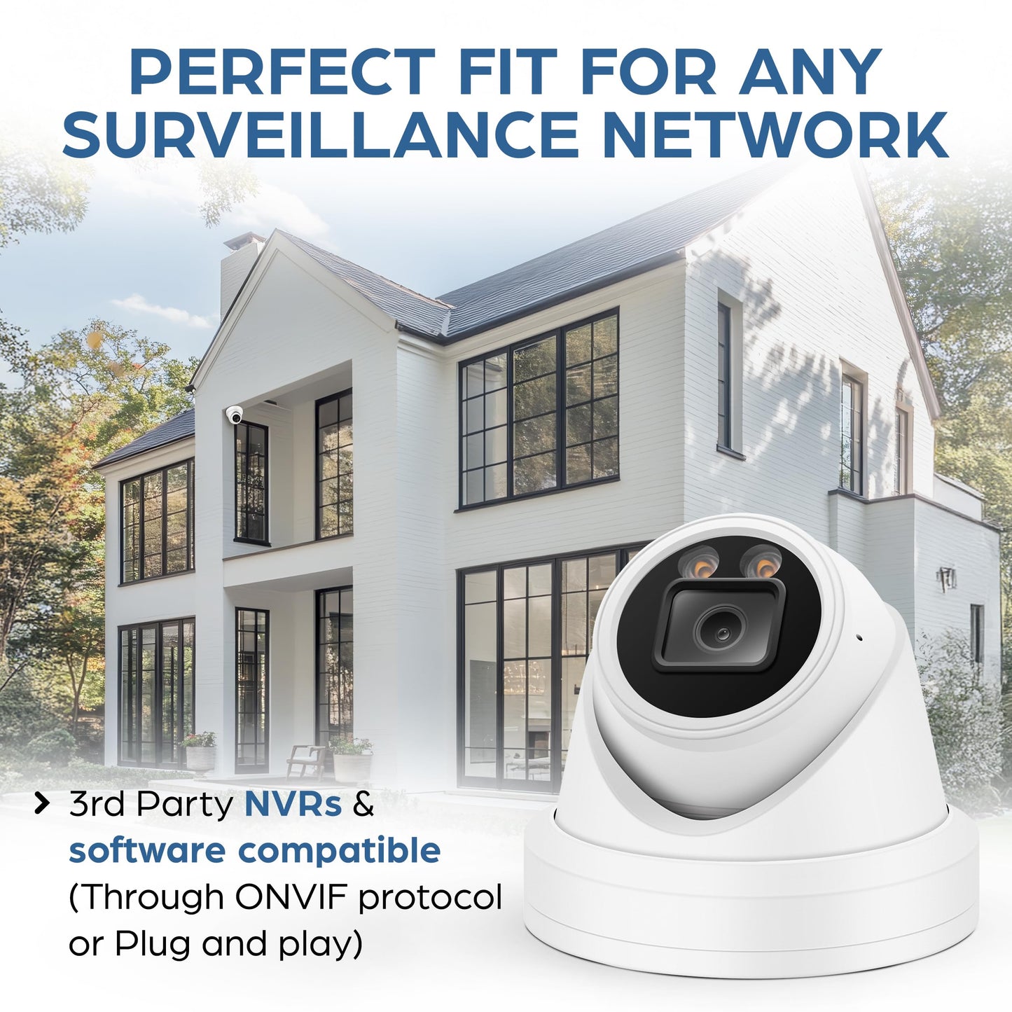 Auview 4K PoE Turret Dome Camera (8MP STARVIS) with Microphone, Smart Dual-Light 100ft Color Night Vision, IP67 Weatherproof Indoor/Outdoor, 110° Wide