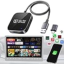 2-in-1 Wireless CarPlay Adapter & Car TV Mate Pro 2026 [Metal & Glass Case] Convert Wired to Wireless Car Play with HDMI Input for TV Stick, Screen