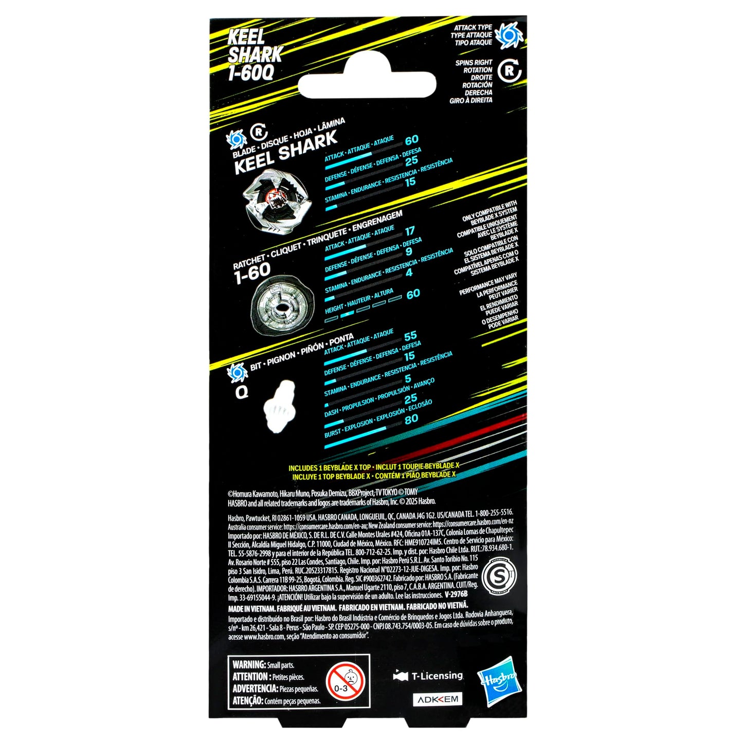 Beyblade X Keel Shark 1-60Q Booster Pack Set with Attack Type Top; Authentic Takara Tomy Battle Tops Games/Toys for Boys and Girls 8+