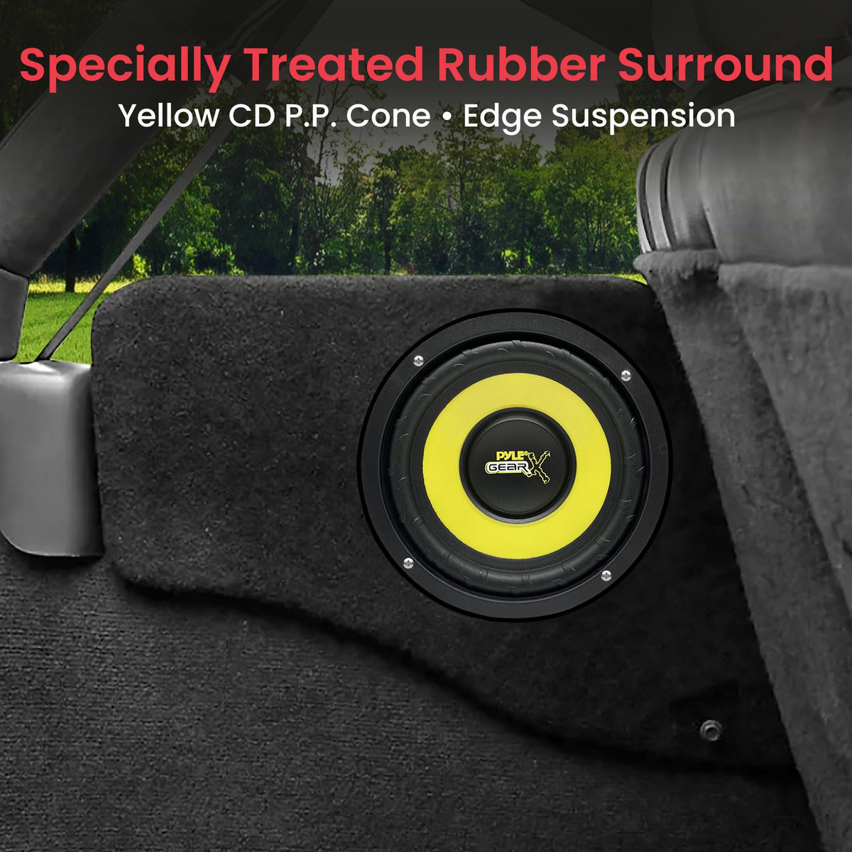 Pyle Car Mid Bass Speaker System, 5" 200W 4 Ohm Auto Mid-Bass Component Poly Woofer Audio Sound Speakers for Car Stereo, 30 Oz Magnet, 2.32” Mount Depth, Cone, High Temp Aluminum Voice Coil (Yellow)