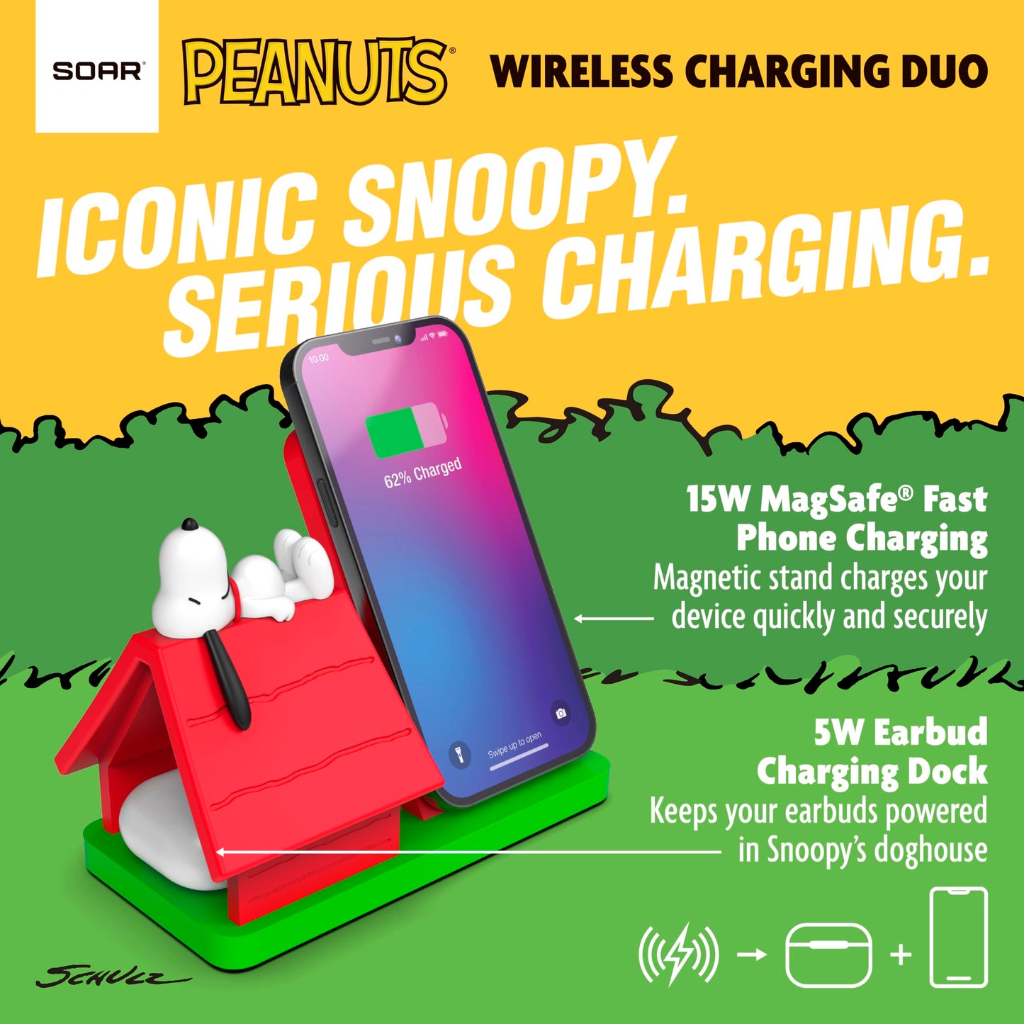 SOAR Peanuts Wireless Charging Station Red Dog House