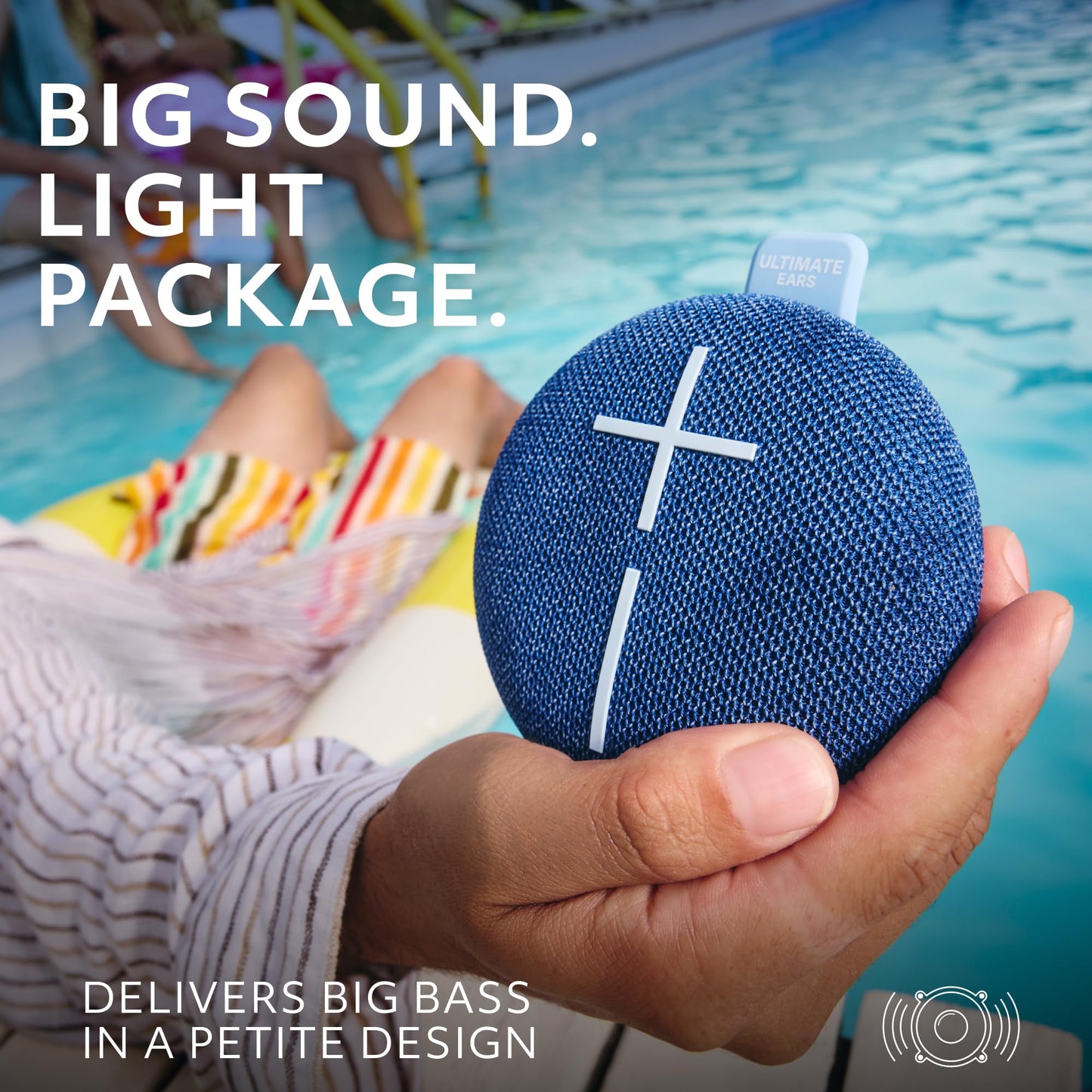 Ultimate Ears MINIROLL Ultra-Portable Waterproof Bluetooth Speaker, Big Bass, IP67 Dustproof, 131 ft (40 m) Range - Majestic Blue