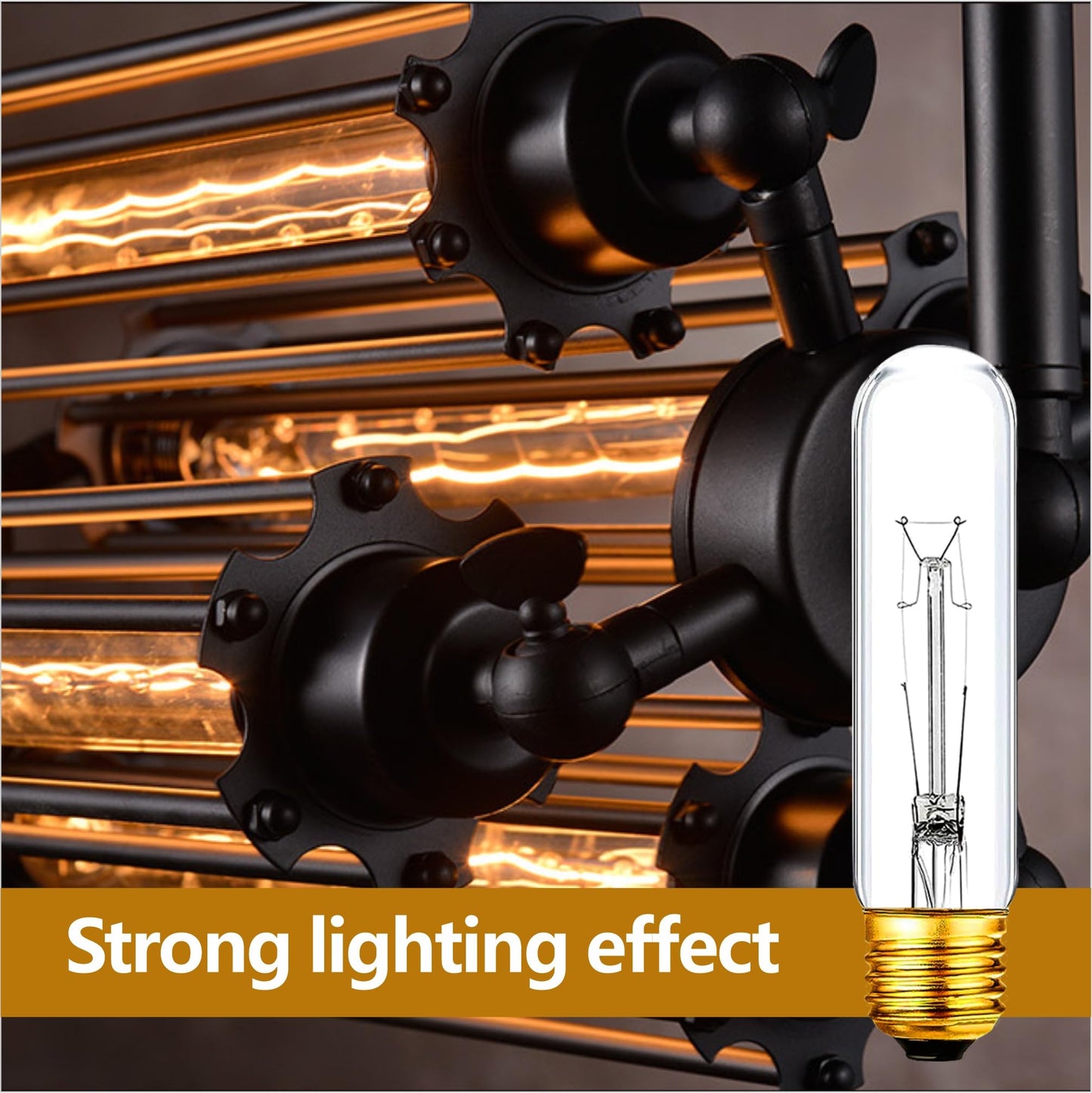 MMBGJKG 25 Watt T10 Clear Tubular Incandescent Light Bulb, T10 Bulb,Vintage Style Showcase Bulb,Showcase lamp,Dimmable for Desk Lamp,Curio