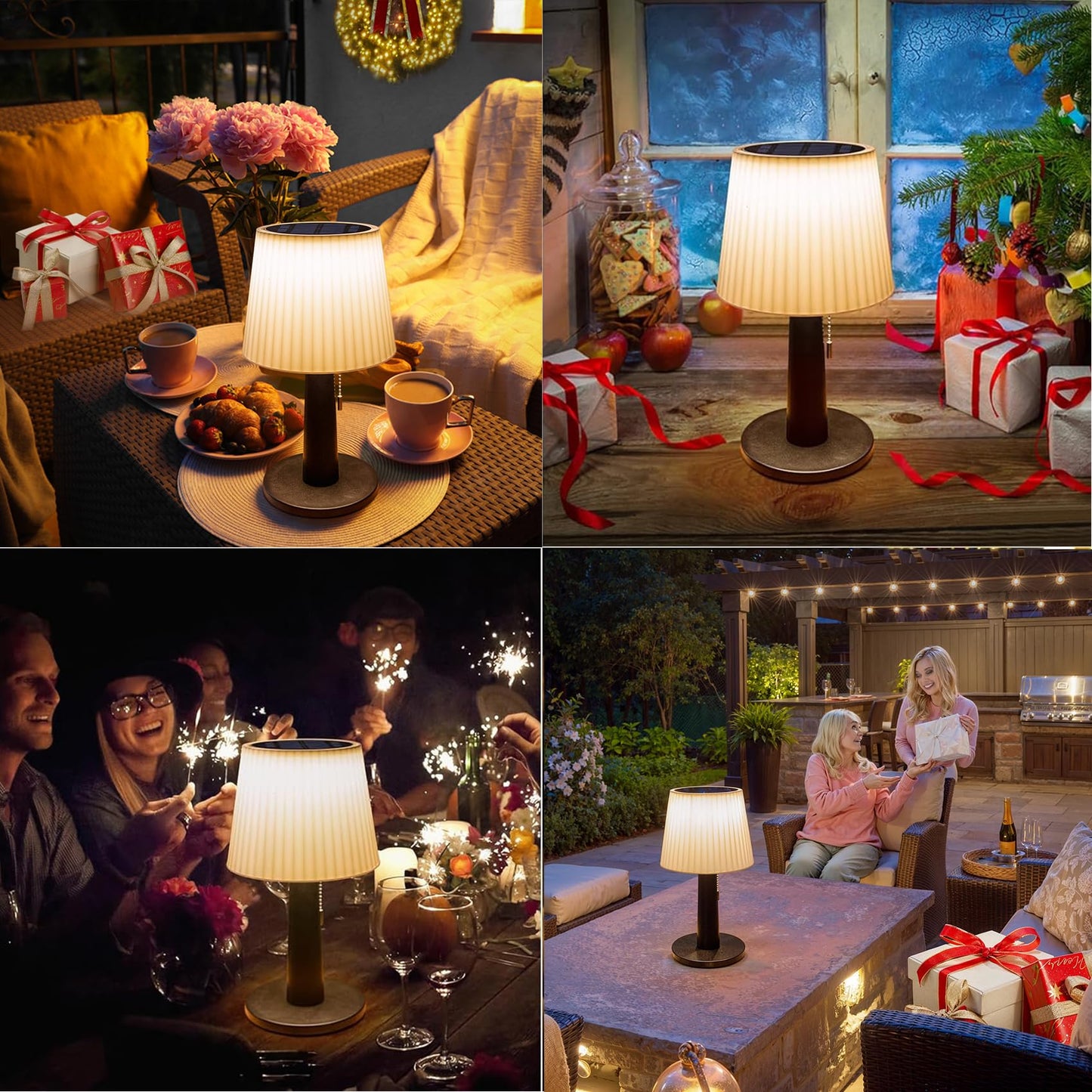 Beautyard Solar Table Lamps Outdoor Indoor - Mothers Gifts 3 Lighting Modes, 4000mAh Eye-Caring LED Waterproof Cordless Solar Desk Lamp with Pull