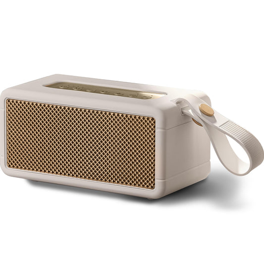 AT&T Essentials Retro 40W Bluetooth Speaker, IPX6 Waterproof, Bluetooth 5.3, LED Light Modes, Bass & Treble Control, 12H Battery, USB-C Charging