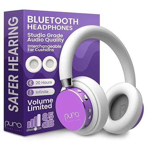 Puro Sound Labs Kids Wireless Headphones - Volume-Limiting 85dB, Built-in Mic, Studio-Grade Sound, 20-Hour Battery Life, Comfortable & Easy…