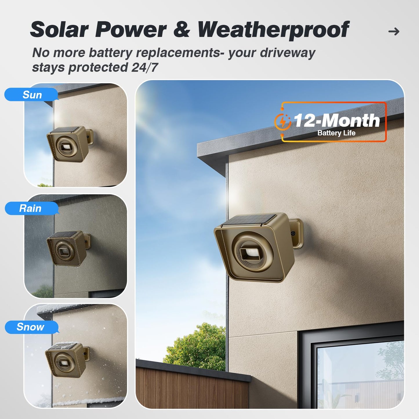 Chtoocy Solar Driveway Alarm Wireless Outside 1/2 Mile Long Range, 3 Sensitivity & Weatherproof for Outdoor/Indoor Property Security Alarm