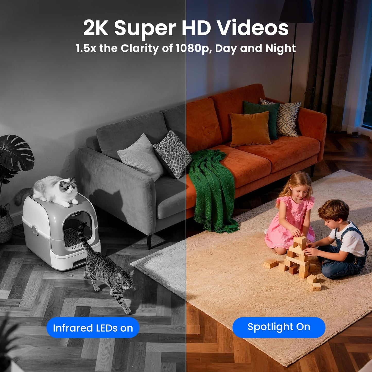 xmartO Indoor Wireless Camera for Home Security, 2K HD Dome Security Camera with 5G Dual Band WiFi 6, 2-Way Audio, SD Card Slot, IR and Color Night