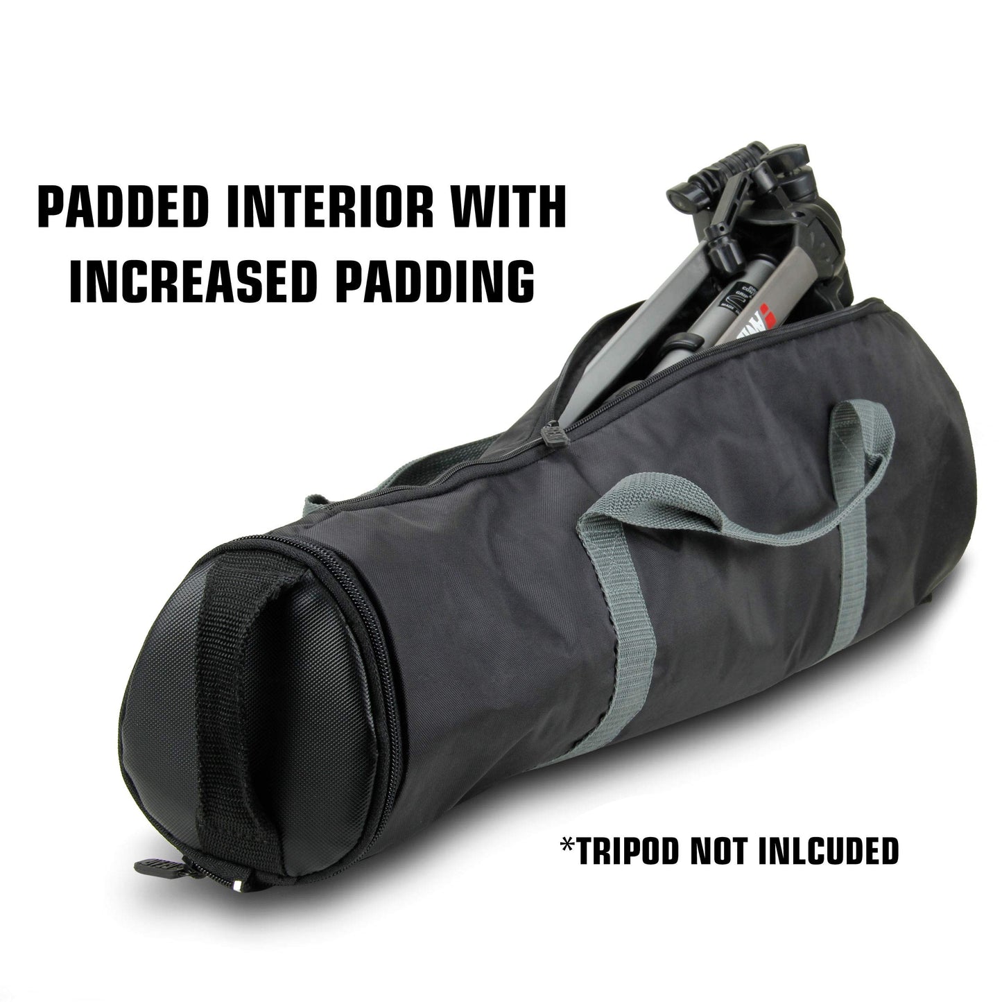 USA Gear Padded Tripod Case Bag - Holds Tripods from 21 to 35 inches - Adjustable Size Extension, Storage Pocket and Shoulder Strap for Professional
