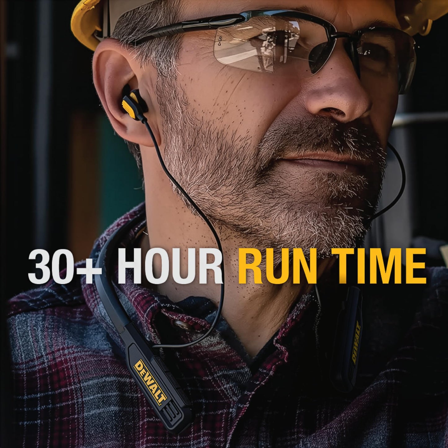 DEWALT Heavy Duty Magnetic Bluetooth Neckband Headphones, Wireless Around the Neck Earbuds w/30H Runtime+Noise Isolation, HandsFree Magnetic Wireless
