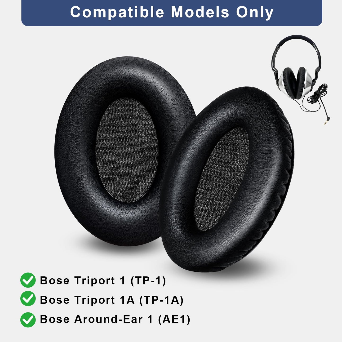 Aurivor Upgraded Ear Pads Cushions for Bose Triport 1 (TP-1) Triport 1A (TP-1A), Around-Ear 1 (AE1) Headphones, Replacement Covers with Noise