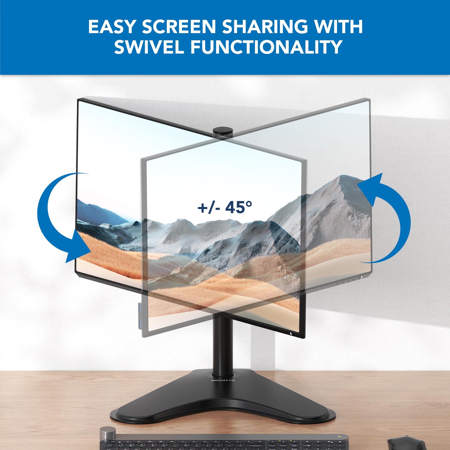 Mount-It! Monitor Stand for Desk, Freestanding Single Monitor Mount for 21.5-32" Screens, Height Adjustable VESA Stand with Tilt, Swivel & Rotation